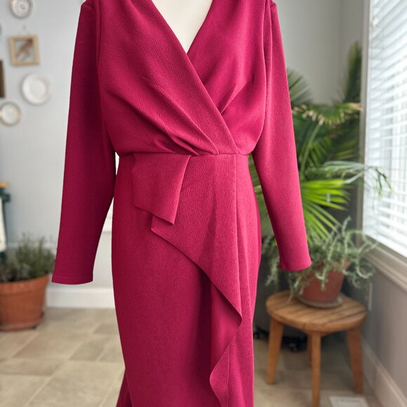 NWT XS (14) City Chic Maxi One Dream Deep Red High Low Dress - Picture 5 of 16